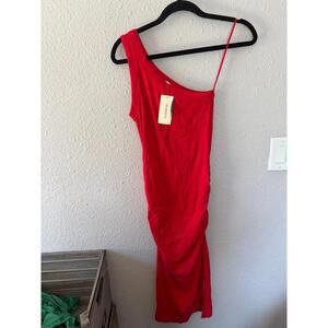 NWT Michael Stars from Evereve One Shoulder Ultra Rib Midi Dress Red size M. $98